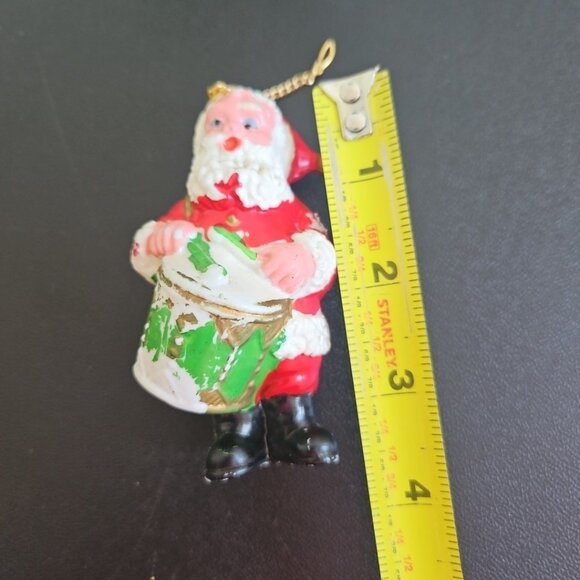 Lot of 10 Vintage Santa Ornaments Figurines Ceramic Plastic Blow Mold Taiwan - Picture 5 of 16